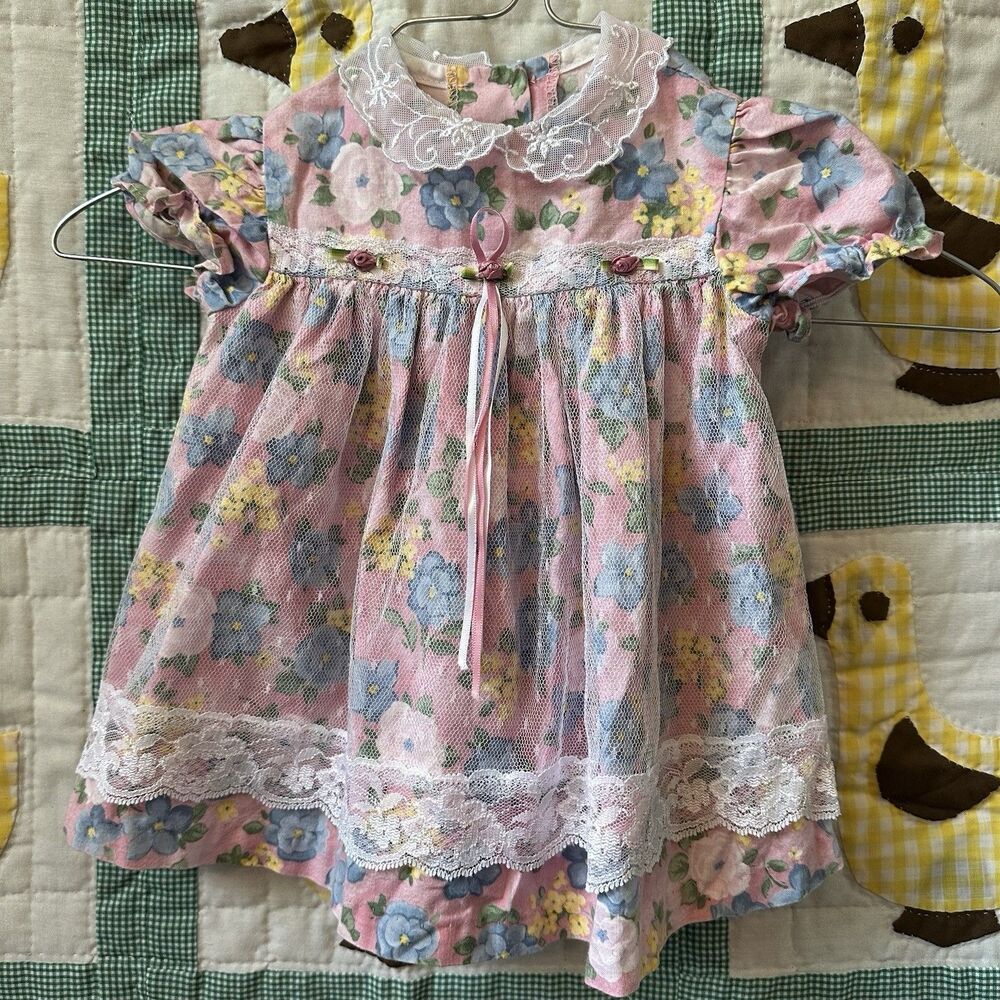 Beautiful Floral Vintage Allison Ann Baby Girl Dress! Size 9M